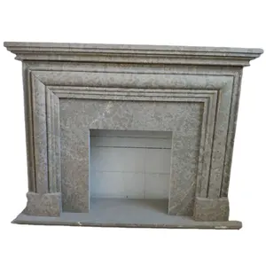 Cheminée en pierre de marbre brun poli de haute qualité - Product Image 2