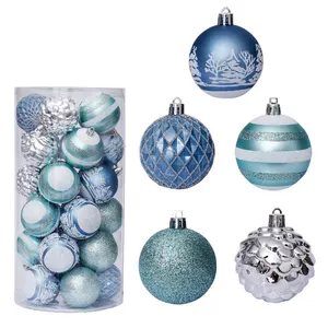 OEM工厂供应商圣诞节装饰蓝色圣诞树装饰品6厘米圣诞球