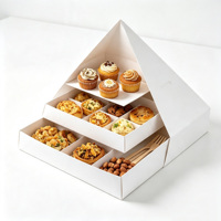 Boîtes en papier pour repas de fête en forme de pyramide, desserts, sandwichs, chocolat, emballage de traiteur à quatre étages