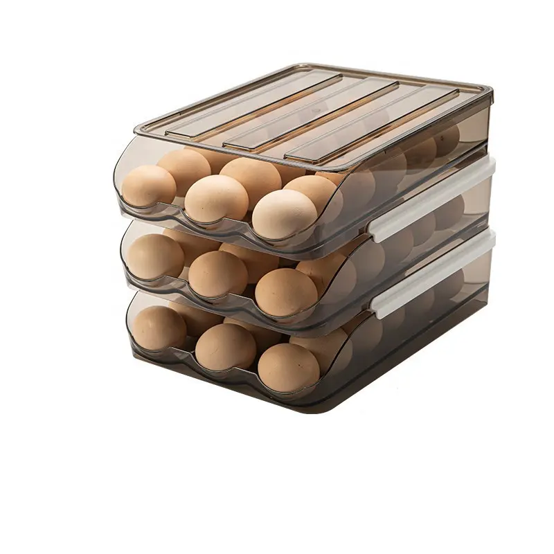 Biumart Plastic Egg Storage Box Container Refrigerator 3 Layers Egg Rack Storage Holder Tray Keep Fresh Kitchen Accessories