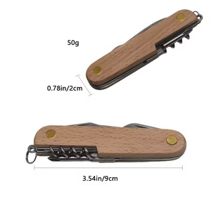 มีดพับอเนกประสงค์ 5-in-1 พร้อมส่ง ด้ามไม้ ระบบล็อคเต็มรูปแบบ แบบสวิส - Product Image 3