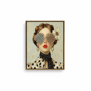 Retro Glam Fashion Portrait: Leopard Sunglasses Red Lips Printed <b>Canvas</b>,GOLD <b>FRAMED</b> <b>CANVAS</b> - Product Image 2