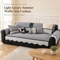 Nouvelle Coussin de Canapé en Soie Gaufrée Anti-dérapant et Anti-griffures pour l'été, Facile à Installer, Anti-salissures et Anti-poussière
