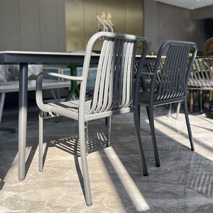 Muebles de restaurante al aire libre Juego de jardín de aluminio Hotel Villa Bistro Patio Mesa de comedor y sillas para 4-6 asientos - Product Image 3