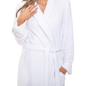 Custom Womens Fleece Shawl Collar Soft Plush Knee Length <b>Spa</b> <b>Robe</b> Cozy Sleepwear Bathrobe for Women Luxury - Product Image 5