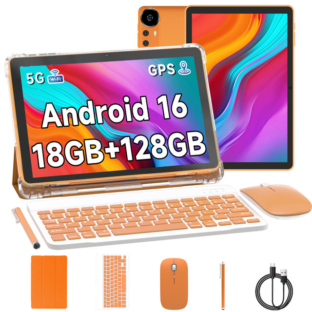 10.1 Inch Android Tablet PC 18GB RAM 128GB Storage 5G WiFi BT 5.0 6000mAh Battery GPS Business Office Learning Device