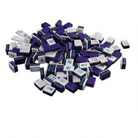 Mahjong américain de luxe portable et durable avec 160 tuiles, tapis Chinoiserie Blue Willow et tuiles en acrylique gravées à 4 couches pour le poker
