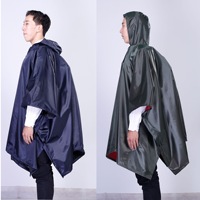 Revêtement en PVC polyester vert militaire, léger, étanche à l'eau, réutilisable, auvent de randonnée et de pêche, poncho adulte imperméable