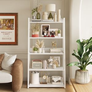 Nordic Style Ladder <b>Shelf</b> 6 Tier White Metal Bookcase Storage Rack For <b>Bedroom</b> Kitchen Office Home Organization - Product Image 3