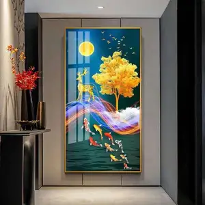 Großhandel Wohnzimmer Dekor Kohaku & Showa Luxusdekoration Wandkunst Glasmalerei gerahmt