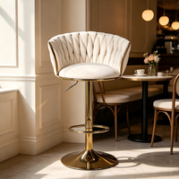 Tabouret de bar haut de gamme rembourré en velours tissé, dossier pivotant, hauteur réglable, chaise de comptoir pour bar à domicile, îlot de cuisine