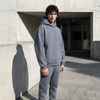Ensemble sweat à capuche et jogging en molleton bouclette ultra-lourd 450 GSM, coton peigné teint en pièce, coupe moderne et ample, style parisien pour homme