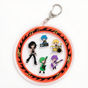 활기찬 캐릭터로 개인 스타일을 향상시키는 음악 애호가를위한 흥미 진진한 록 밴드 디자인 아크릴 셰이커 키 체인 - Product Image 1