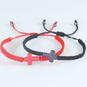 Bracelet en corde tressée à la main réglable, motif croix, pour couple, amitié, foi chrétienne, <span class=keywords><strong>prière</strong></span>, vente chaude - Product Image 1