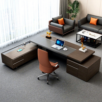 Bureau de direction moderne en bois pour PDG, Président, Directeur, avec chaise modulaire assortie