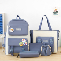 Sac à Dos Étudiant Cinq Pièces Style Coréen Simple et Mignon Grande Capacité Vente en Gros 932