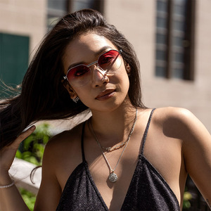 Lunettes de soleil demi-cerclées LMA de qualité supérieure pour hommes et femmes, monture métallique argentée et dorée, verres dégradés UV400, personnalisables, lunettes haut de gamme - Product Image 2