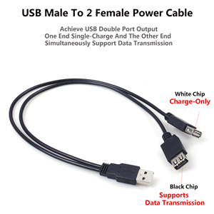 USB macho a 2 USB hembra Y-Splitter Cable 2 puertos de carga de datos para teléfonos Power Banks - Product Image 6
