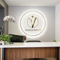 Enseigne LED personnalisée en forme de cercle, logo LED sur mesure, enseigne en acrylique personnalisée pour salon de beauté, bar à ongles, spa, boutique