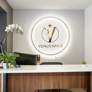 Enseigne LED personnalisée en forme de cercle, <span class=keywords><strong>logo</strong></span> LED sur mesure, enseigne en acrylique personnalisée pour salon de beauté, bar à ongles, spa, <span class=keywords><strong>boutique</strong></span> - Product Image 1