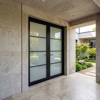 Porte d'entrée en acier à profil mince, porte d'entrée extérieure en acier moderne, porte de sécurité