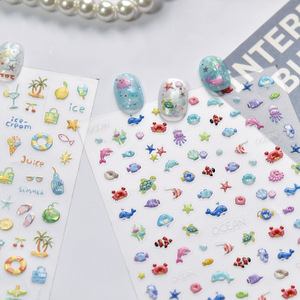 Pegatinas <span class=keywords><strong>de</strong></span> <span class=keywords><strong>Uñas</strong></span> 5D TSZS con Diseño <span class=keywords><strong>de</strong></span> Playa, Océano y Mar, Lindas Calcomanías Adhesivas para <span class=keywords><strong>Uñas</strong></span> con Dibujos Animados <span class=keywords><strong>de</strong></span> Peces, Delfines, Frutas, Helados y Conchas - Product Image 4