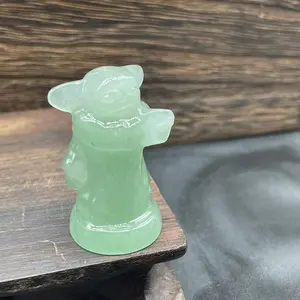 Green Aventurine Crystal Carving Wholesale India Green Aventurine Rough Hand-carved Baby Yoda Statue