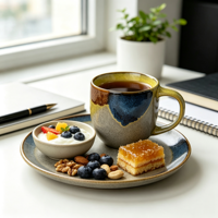 Service de vaisselle en grès artisanal EKA aux tons terreux, assiettes, bols et tasses à café faits à la main avec glaçure réactive pour restaurants et hôtels (OEM/ODM)