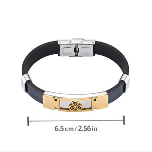 Bracelet en silicone pour homme, design géométrique, fermoir en acier inoxydable, bijoux cadeau - Product Image 5