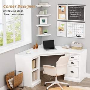 رفوف زاوية عائمة من 4 قطع - رفوف خشبية مثبتة على الحائط بزوايا مستديرة لغرف نوم الأطفال والكتب والحمامات وديكور المساحات الصغيرة - Product Image 4