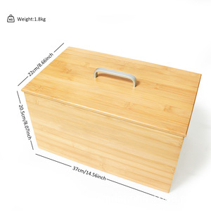 Caja de almacenamiento de pan de bambú Dahong, color madera natural con asa de metal para uso en la cocina - Product Image 2