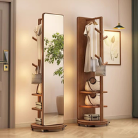 Porte-manteau sur pied intégral pivotant et mobile pour usage domestique, en bois massif, style ancien, vente en gros