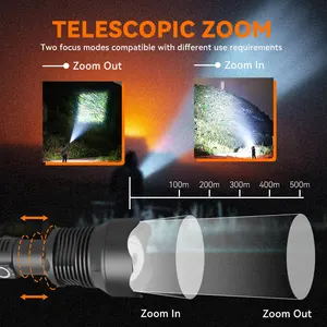 Long Range Self Defense Outdoor Emergency Portable Zoom Super Bright Tools LED Rechargeable Flashlight