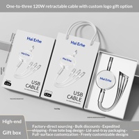 Câble de données rétractable 3-en-1 avec connecteurs iPhone, chargeur rapide pour téléphone portable, conducteur en cuivre pur, gaine PVC/TPE, logo personnalisé