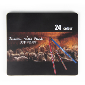 Pensil warna cat air 24 warna kualitas tinggi, pensil warna tanpa kayu untuk seniman dan siswa - Product Image 2