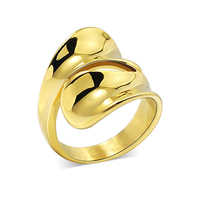 Bague géométrique en acier inoxydable 316L, anneaux anneaux longs, cercle large, couleur or, minimaliste, nouvelle tendance