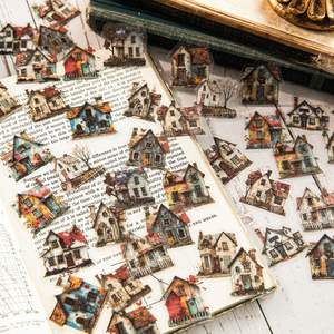 Commercio all'ingrosso piccola casa serie 46-foglio adesivo di carta Collage Base manuale Per le vacanze decalcomanie Decorative Per scatola - Product Image 4