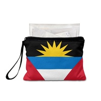 Dompet Koin Mini Berresleting Motif Bendera Antigua, Kantong Penyimpanan Kartu dan Uang Receh Portabel dari Kanvas Poliester untuk Perjalanan Wanita
