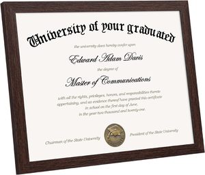 Sıcak satış 8.5x11 yüksek çözünürlüklü Diploma ve sertifika fotoğraf çerçevesi ahşap UV baskılı cam fotoğraf çerçevesi ile MDF