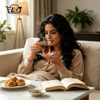 Lot de 12 tasses à thé turques en verre avec soucoupes, transparentes, gravées, bord doré, verrerie à thé pour hôtels et restaurants