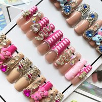 Faux presse sur ongles gothique Y2K presse manuelle sur les ongles réutilisable détachable acrylique fait à la main ongles artificiels avec outil de colle