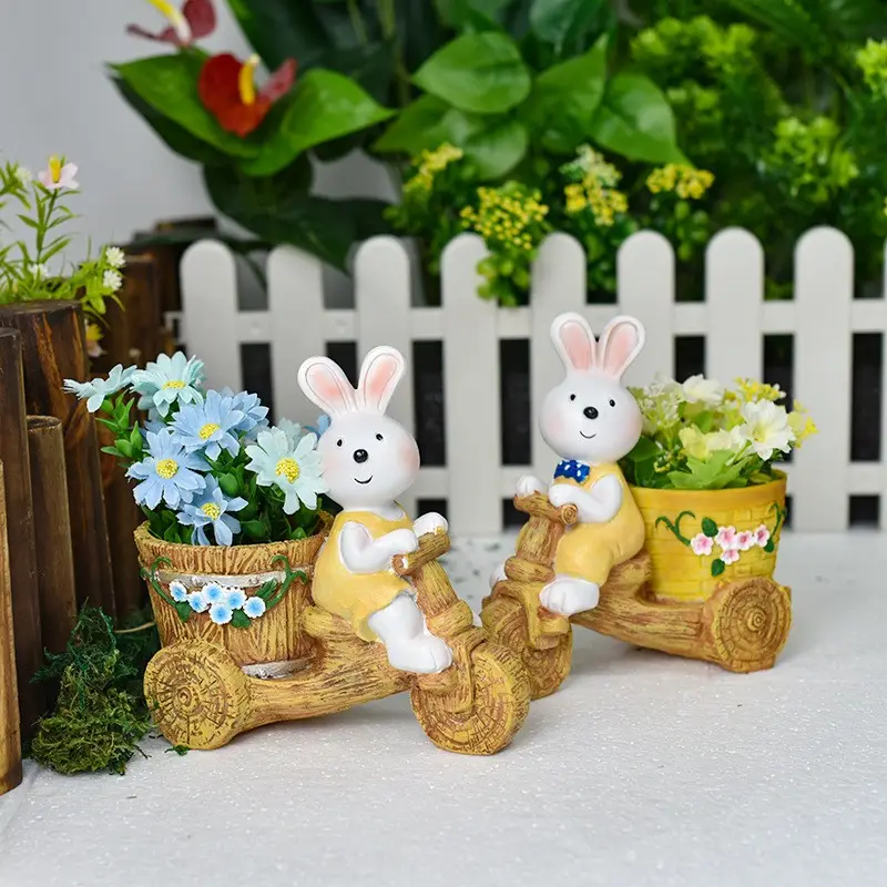 Biểu Tượng Tùy Chỉnh Thiết Kế Mới Dễ Thương Bunny Đi Xe Đạp Chậu Hoa Nhà Sáng Tạo Vườn Ban Công Bàn Trang Trí Nội Thất Đồ Trang Trí