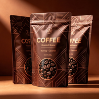 Sachet Doypack Personnalisé Mat pour Café Filtré, Qualité Alimentaire, Fermeture Zippée, Anti-humidité, Valve, Multilingue, Soie, MOQ 100