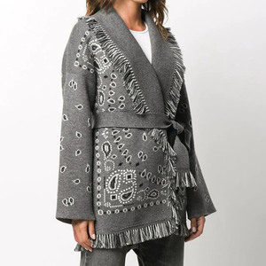 Cardigan Lungo da <span class=keywords><strong>Donna</strong></span> Stile Vintage Jancoco, Morbido Cashmere Lavorato a Maglia, Maglione Casual Stampato - Product Image 2