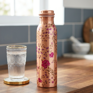 Botella de Agua de Cobre con Diseño Floral, Termo Portátil de Viaje - Product Image 4