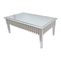 Table Basse Miroir Grise de Bonne Qualité pour Salon, Meuble Miroir Table Centrale