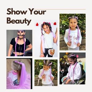 Extension per Coda di Cavallo Rosa e <span class=keywords><strong>Viola</strong></span> con Tinsel, <span class=keywords><strong>Capelli</strong></span> Sintetici per Donne e Ragazze con Elastico, Accessori per <span class=keywords><strong>Capelli</strong></span> per Giornate Speciali - Product Image 4