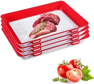 Reusable Creative Food Fresh Storage Vacuum Preservation Clever Serving Tray Plastic Preservation Tray
