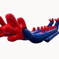Bateau banane gonflable double bleu foncé pour sports nautiques, jeu aquatique amusant, bateau dragon flottant, jouet gonflable tractable pour l'eau