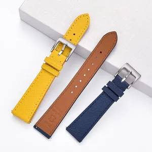 JUELONG 18/19/20/21/22/23/24 mm First Layer Genuine Leather Watch Band Quick Release Saffiano Leather Watch Strap For Women Men